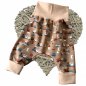 Preview: Babyhose Pumphose Handmade Design Eisenbahn braun sand