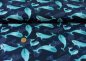 Preview: Captain Looping dunkelblau Hilco Sweatshirtstoff mit großen Fischen in dunkelblau Kinderstoff Meterware
