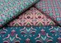 Preview: Fantasia Hilco Baumwolle Webware Popeline in rosa petrol 4 Designs als Kombistoffe mit Blumen und Vögelchen