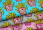 Preview: Hamburger Liebe Classics No 1 Kollektion Design OMG Fries Pommesstoff rosa  Albstoffe Jersey aus Bio-Baumwolle