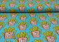 Preview: Hamburger Liebe Classics No 1 Kollektion Design OMG Fries türkis  Albstoffe Sweatstoff aus Bio-Baumwolle