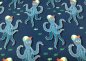 Preview: Hamburger Liebe kids kollektion Design Sea Side Otto the Octopus blau Albstoffe Jersey aus Bio-Baumwolle