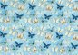 Preview: Lovely Butterfly light blue jersey fabric with butterflies and flowers, denim look