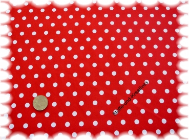 Punktestoff  cotton print dots red,white 7 mm