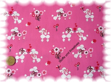 Pudelinchen Baumwolle Webware mit Pudeln, pink