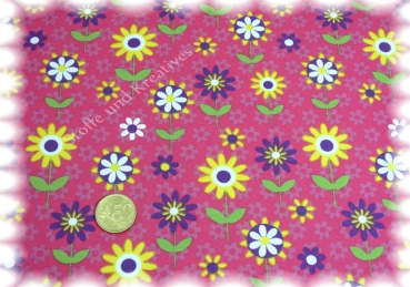 Summer Flowers Elastic-Jersey print fuchsia yellow 50 cm