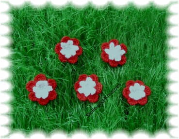 Häkelblumen  crochet flower red, white