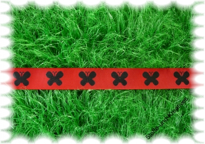 grosgrain ribbon  red with butterflies