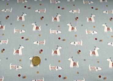 Andino dusty blue Hilco fine corduroy, baby corduroy with dogs