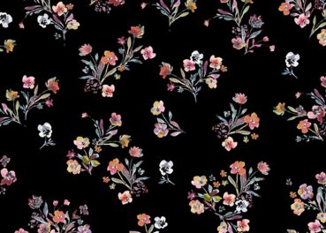 Annabell black cotton poplin small flowers