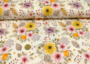 Autumn Boquet fabric for children by Hilco french terry flowers
