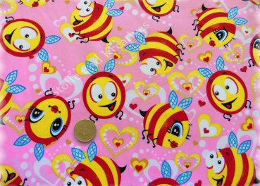 Bees in Love rosa, Kinderstoff mit Bienen Webware