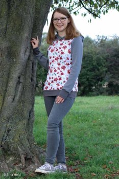 Blooming Flower Mohn weiß rot Swafing Sweatstoff French Terry mit Mohnblumen
