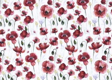 Blooming Flower Poppy white French Terry fabric for children by Swafing