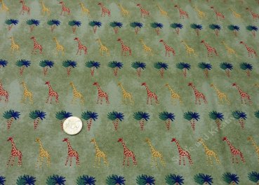 Canai organic cotton khaki mottled fabric for children with giraffes