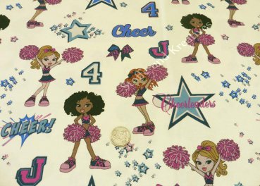 Cheer girls cream Hilco Jersey fabric for girls