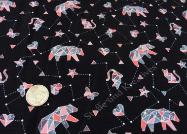 Constellation black Hilco Jersey fabric for kids
