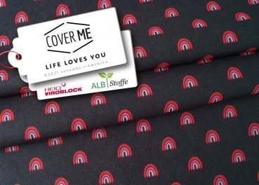 Cover Me Albstoffe Hamburger Liebe Design Life Loves You schwarz Upgrade für FFP2 Masken HeiQ Filtervlies