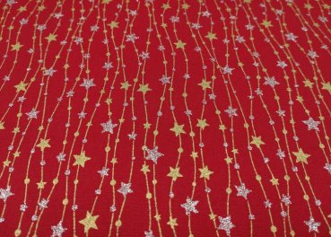 Glitzersterne christmas fabric red