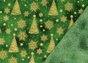 Golden Trees christmas fabric green