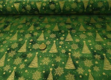 Golden Trees christmas fabric green