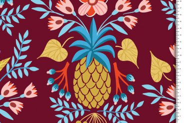 At the Beach Design Sweet Pineapple cotton satin print bordeaux Hamburger Liebe