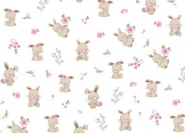 Hoppelchen organic cotton white fabric for children with rabbits