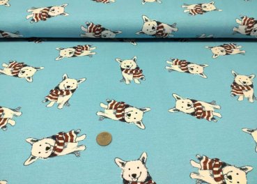Less Blue fabric for children by Hilco french terry dogs