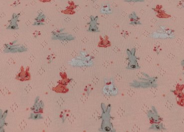 Lia fine knit jersey rose with bunnies