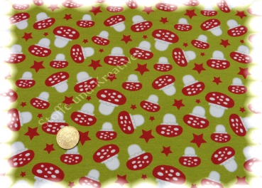 Mushrooms and Stars Kinderstoffe Jersey Stretchjersey Hilco Stoffe und Kreatives