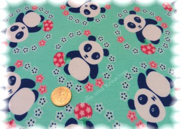 Panda Love mint green Sweat fabric Hilco