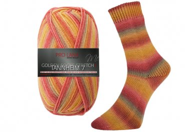 Tannheim 7 yellow orange, Pro Lana, golden socks