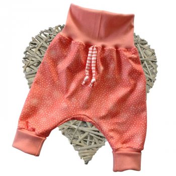 Baby pants handmade design dots coral