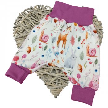 Baby pants handmade design deer ecru