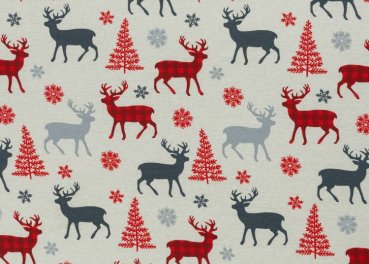 Rudolph christmas fabric french terry with deers by Swafing