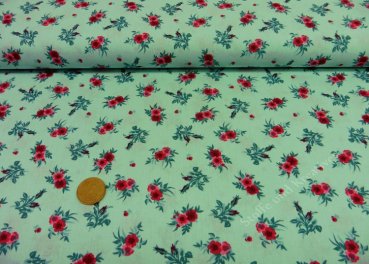 Sarah mint cotton poplin small flowers