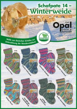 Opal Schafpate 14 Winterweide Frisches Trinkwasser Hand Knitting Yarn, sock-knitting wool 8 colours