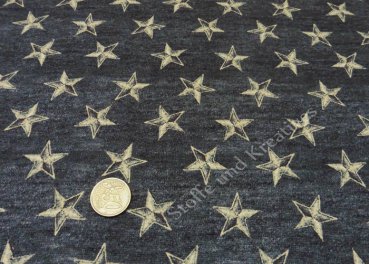 Star Hilco Sweatshirtstoff in dunkelgrau mit Sterne