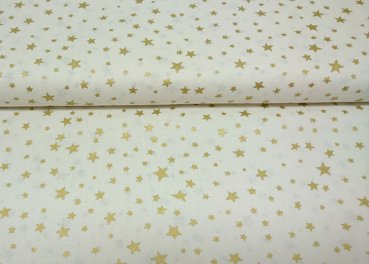 Sternenhimmel klein ecru christmas fabric with golden stars