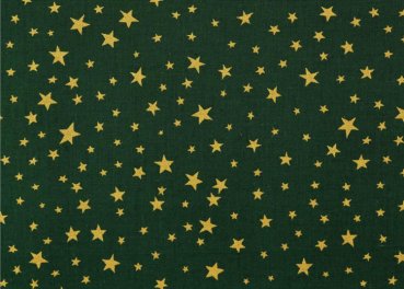 Sternenhimmel klein green christmas fabric with golden stars