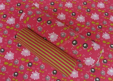 Fabric set Floral Laura fuchsia jersey and wristband for kids