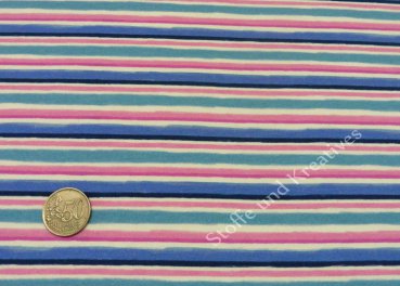 Stripe 1 Hilco Sweatshirtstoff mit Streifen in vanille, rosa und blau für Hoodies und Co, Kinderstoff
