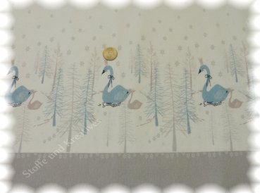 Swan Border, cremefarben, Bordürenstoff,  Stretchjersey Hilco Stoffe und Kreatives