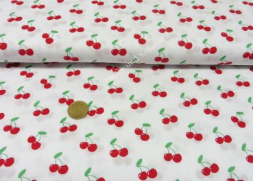 Sweet cherry weiß kleingemusterte Baumwolle Webware Popeline mit Kirschen