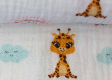 Thea Giraffe Double Gauze Baumwollstoff für Kinder von Swafing