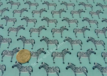 Tropic Zebra aqua Hilco cotton poplin