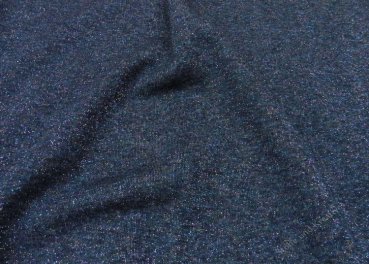Tube Lurex Bündchen glatt jeansblau mit buntem Glitzer, Hilco
