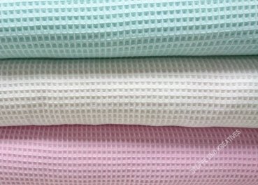 Nelson Waffelpique light pink, light green or ecru cotton woven fabric by swafing