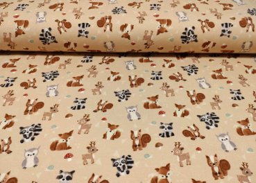 Winter Safari fabric for children by Hilco french terry  with baby animals