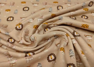 Winter Safari fabric for children by Hilco french terry  with small animals